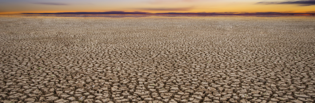 Dried ground under an orange sky