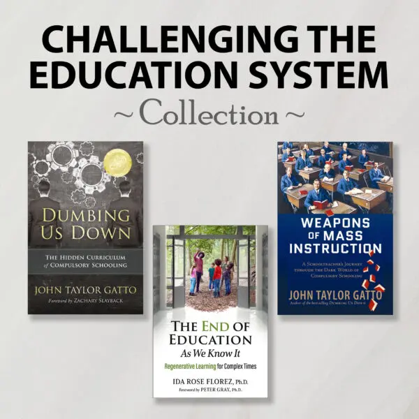 Three "Challenging the Education System Collection" book covers under the main heading.