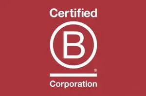 Certified B Corporation logo on red, symbolizing New Society Publishers' ethical publishing.
