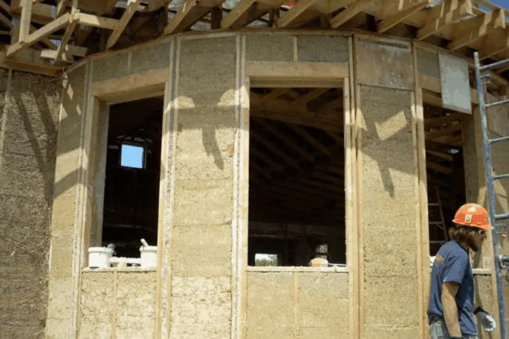 Hempcrete building under construction.