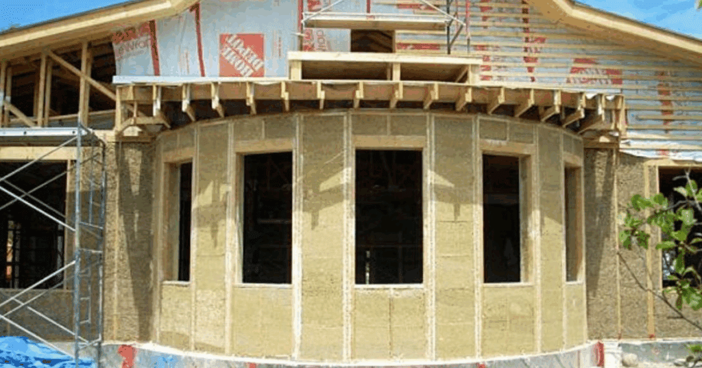 A hempcrete home being built.