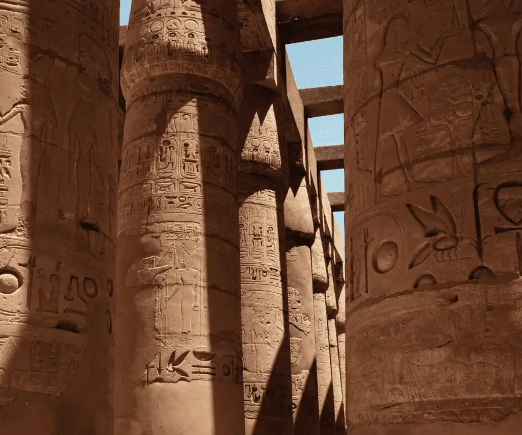 Stone columns with ancient Egyptian hieroglyphs reveal an ancient practice of water security.