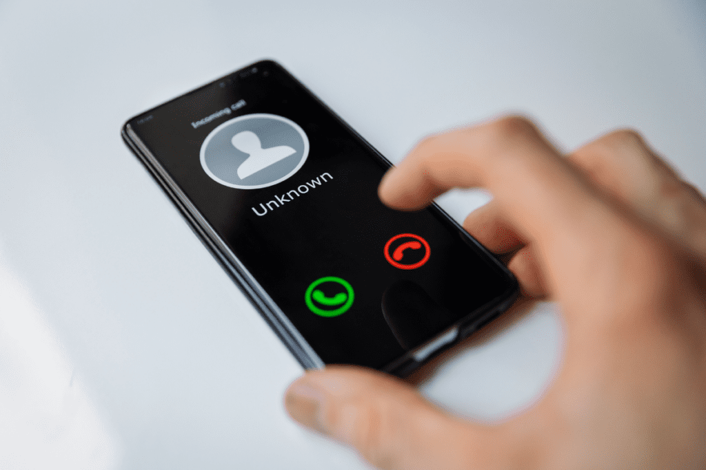 A call comes through on a mobile phone.