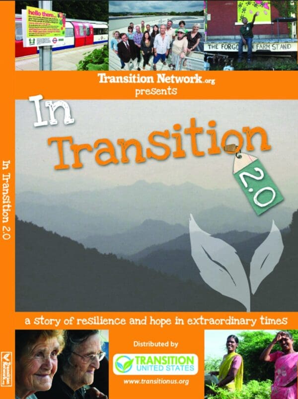 Cover for "In Transition 2.0" with community images and a leaf design.