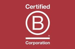Certified B Corporation logo on red, symbolizing New Society Publishers' ethical publishing.